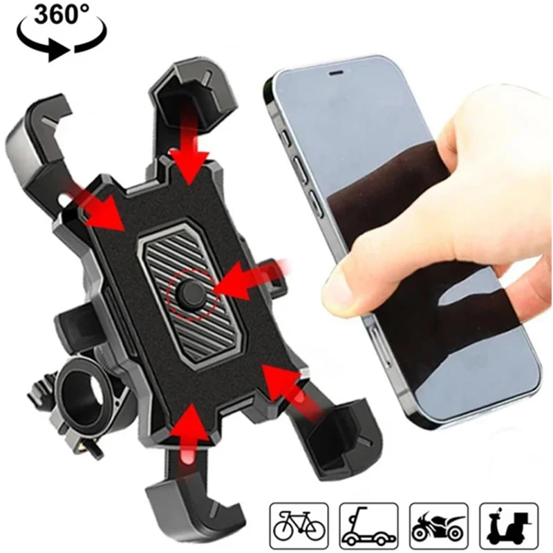 360 °   Soporte giratorio para teléfono de bicicleta, soporte universal para manillar, soporte para teléfono a prueba de golpes, compatible con teléfonos inteligentes de 4 a 7 pulgadas