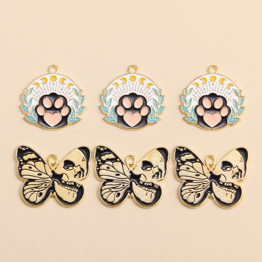 10 pièces fabrication de bijoux en alliage papillon pendentif collier porte-clés accessoires faits à la main mode émail animaux breloques matériaux