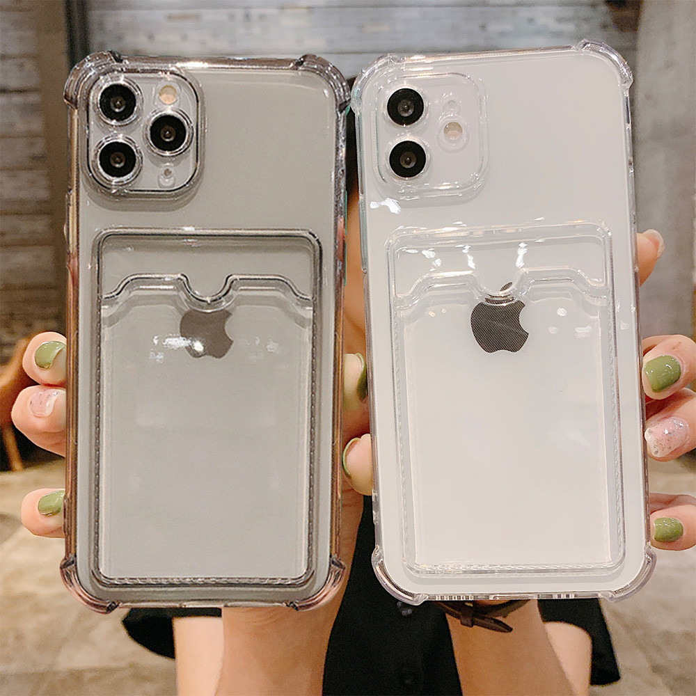 Прозрачный чехол для iPhone 17 18 Pro Max, чехлы для iPhone 16 15 Pro Max 13 14 12 11 6 7 8 Plus, мягкий чехол-кошелек с карманом для карт
