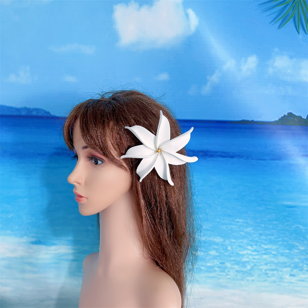 12CM mousse Tiare fleur choisir oreille fleur tahitienne île hawaïenne Style Tropical Hula fleurs mariage cheveux choisir 10 pièces/ensemble