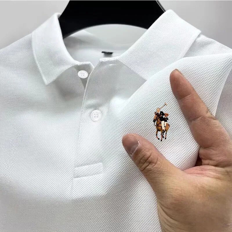 Polo Casual da Uomo alla Moda con Stampa, Abbigliamento Streetwear a Maniche Corte, Top Business Casual ad Asciugatura Rapida e Traspirante