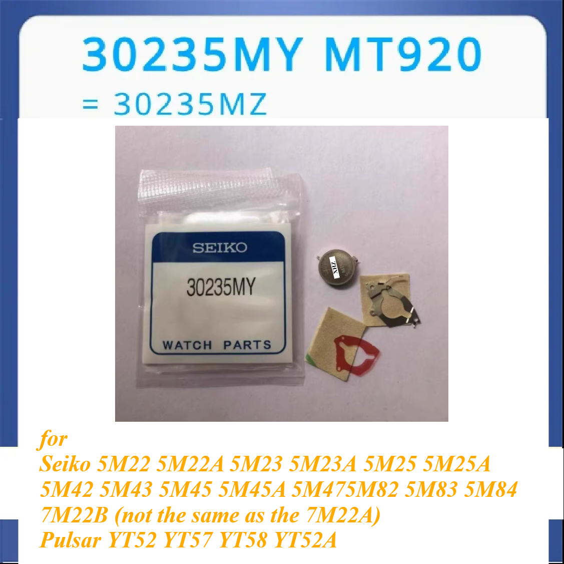 Конденсатор MT920 30235MY MT-920 3023,5MY 3023-5MY, аккумулятор для часов Seiko Kinetic Watch 5M22 5M23 5M25 5M42 5M43 5M45 и многое другое