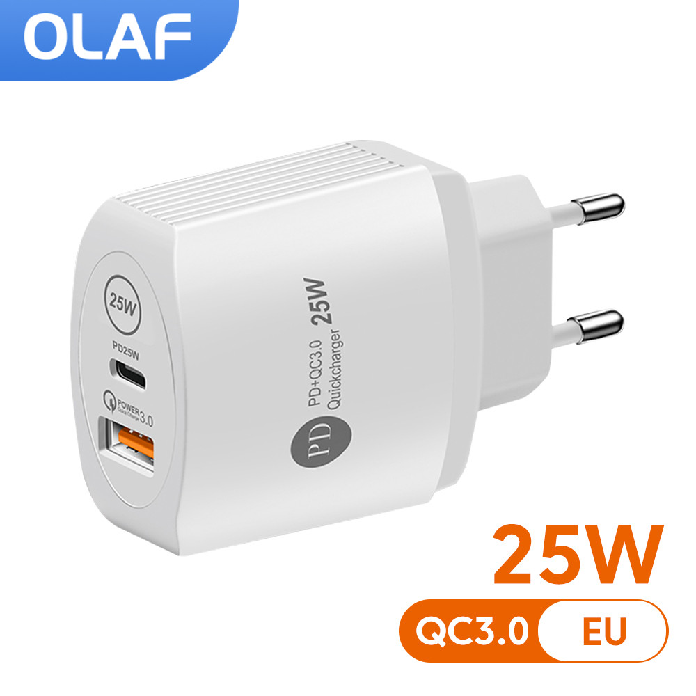 Olaf PD 25W USB C Charger ชาร์จโทรศัพท์ Fast CHARGING Type C Charger Quick Charge 3.0 อะแดปเตอร์สําหรับ iPhone Xiaomi Huawei Samsung
