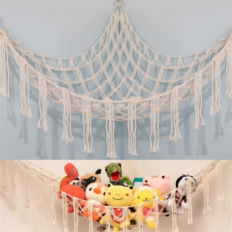 1 pçs mão-tecido corda canto armazenamento triângulo brinquedo net quarto canto armazenamento net brinquedo boneca rede fundo parede decoração do quarto