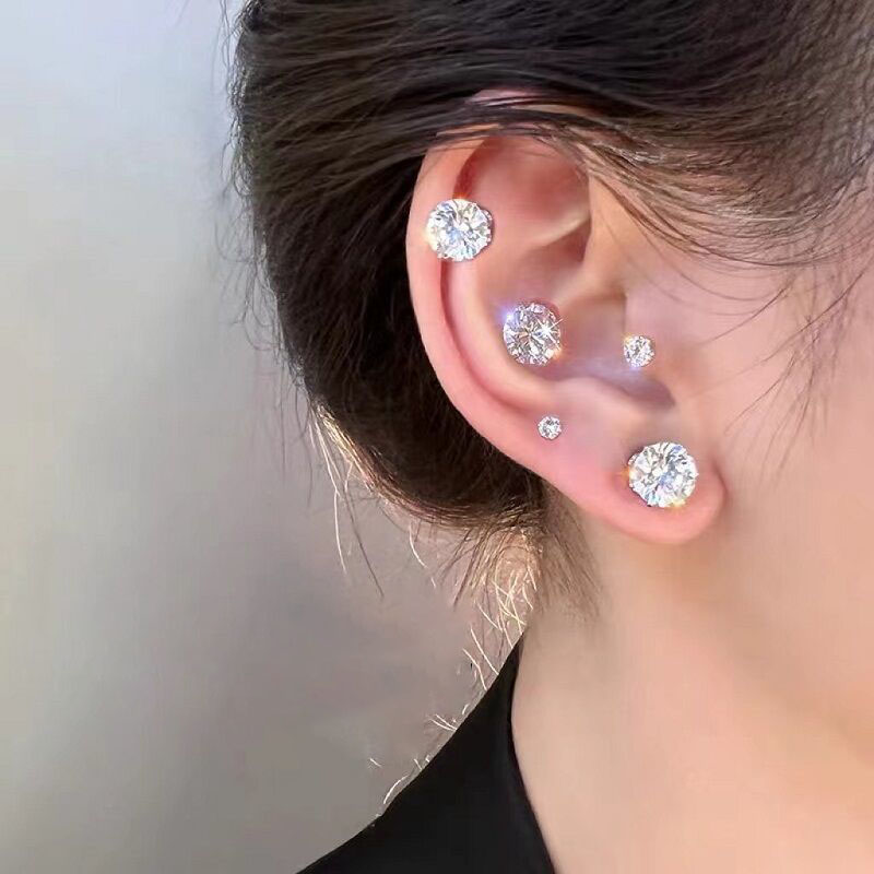 Un par de pendientes magnéticos con imán fuerte Unisex, Clip para la oreja, sin perforación, sin agujeros, tachuelas de cristal para hombres y mujeres