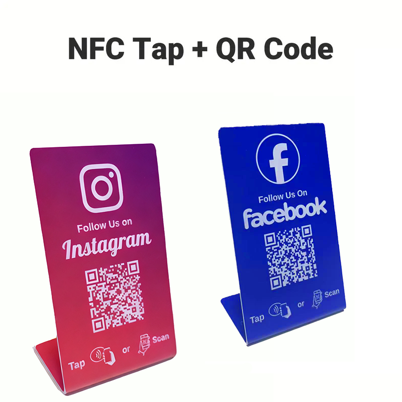 Nfc 215 código QR programable Tarjeta de revisión de Google Mesa de estación NFC NFC Instagram Facebook Tarjeta TK soporte de marca de pie