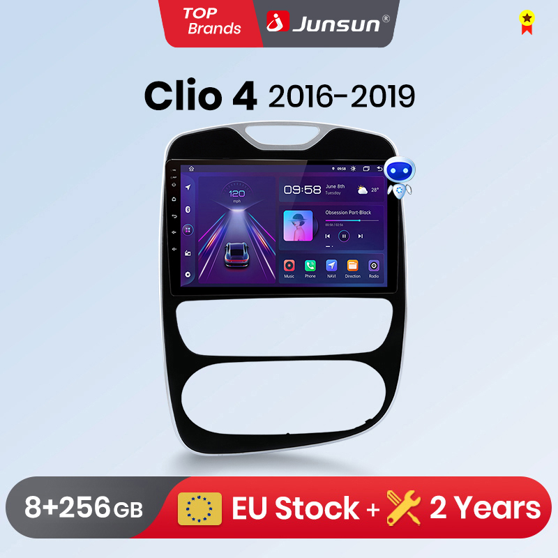 Junsun-Radio con GPS para coche, reproductor Multimedia con Android, CarPlay, sistema inteligente, estéreo, para Renault Clio 4, Zane 2012-2017