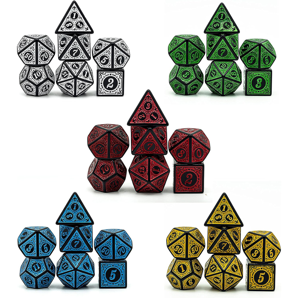 テクスチャパターンの多面体サイコロセット,ボードゲーム,rpgアクセサリ,d4,d6,d8,d10,d %,d12,d20,7個