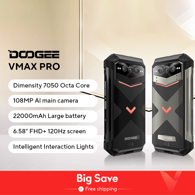 Doogee v max pro smartphone robusto dimensão 7050 5g 6.58 "tela ips 12gb 512gb 22000mah/33w 108mp ai câmera android 14 nfc