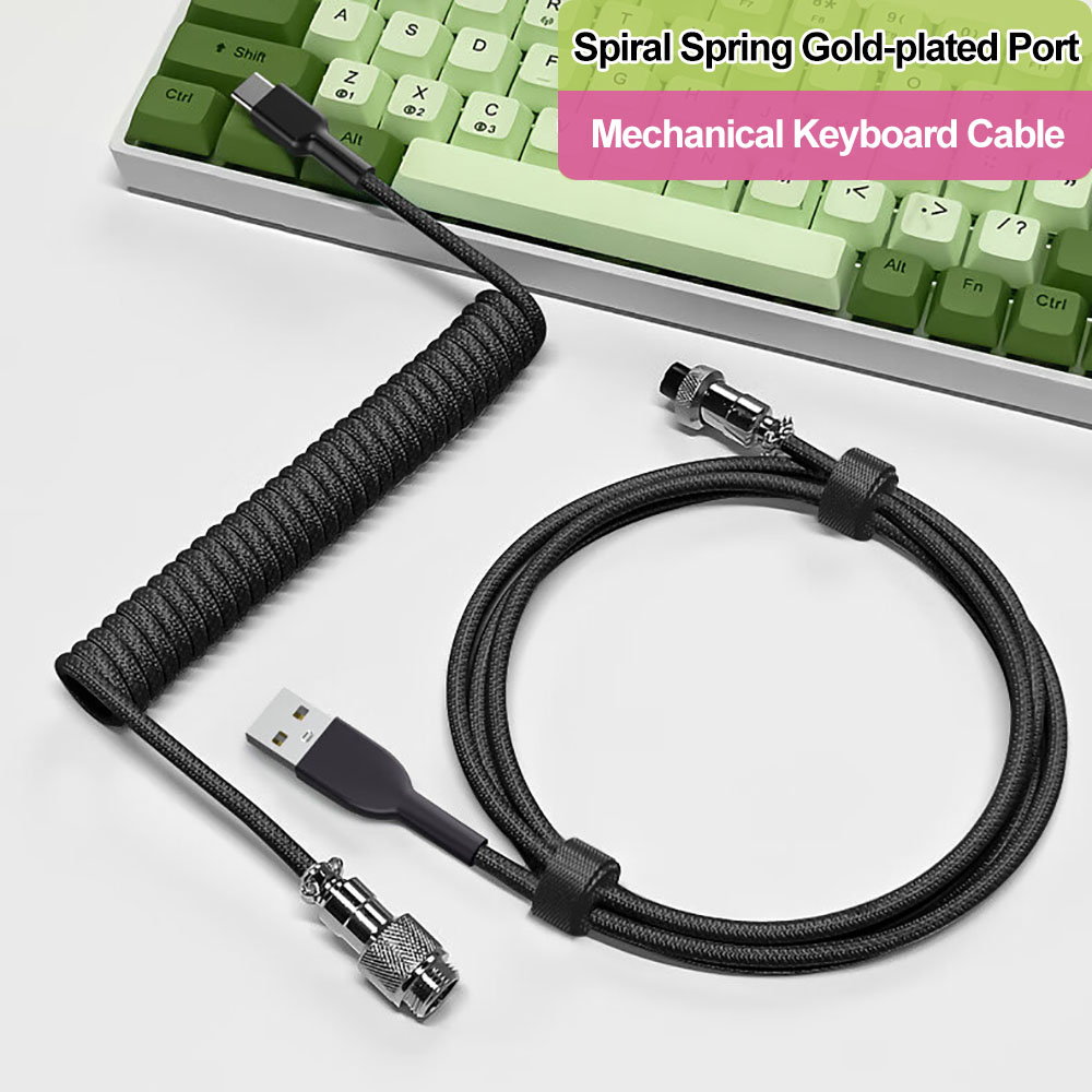 Câble enroulé pour clavier mécanique, Port USB type-c, câble enroulé d'aviateur pour ordinateurs de jeu et de bureau, cordon de connecteur d'aviation
