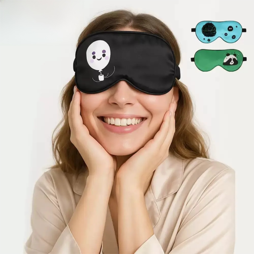 Double-Sided Mulberry Silk Eye Mask – Breathable & Light Blocking for Sleep Nap, Cartoon Design