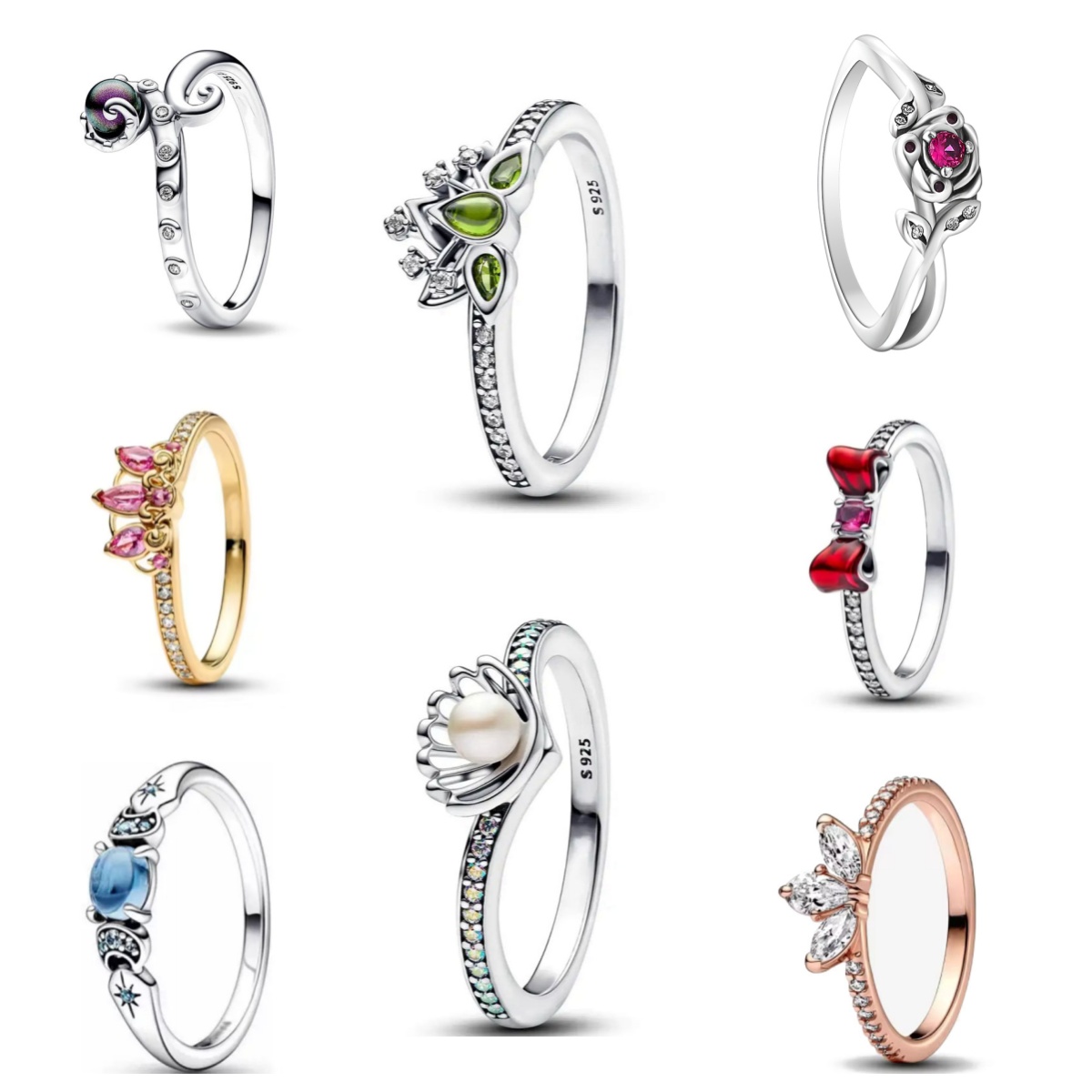 Anillo de princesa encantador de Plata de Ley 925 a la moda, tamaño 6, 7, 8, 9, accesorio de lujo de cristal de boda original para mujer