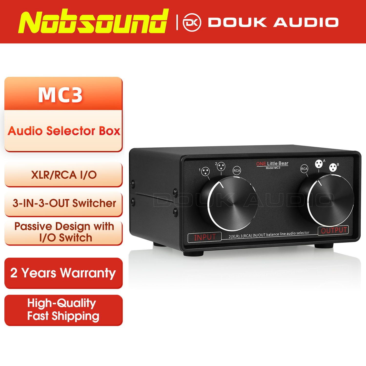 Nobsound 3-IN-3-OUT XLR сбалансированный/RCA стерео конвертер аудио селекторный блок пассивный предусилитель для домашнего усилителя