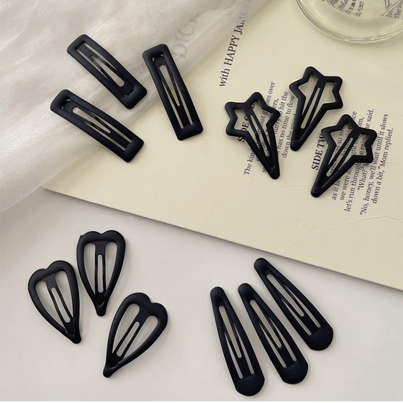 3/6 pçs/set feminino meninas preto sólido simplicidade fosco grampos de cabelo adulto liga presilhas moda feminina acessórios para o cabelo