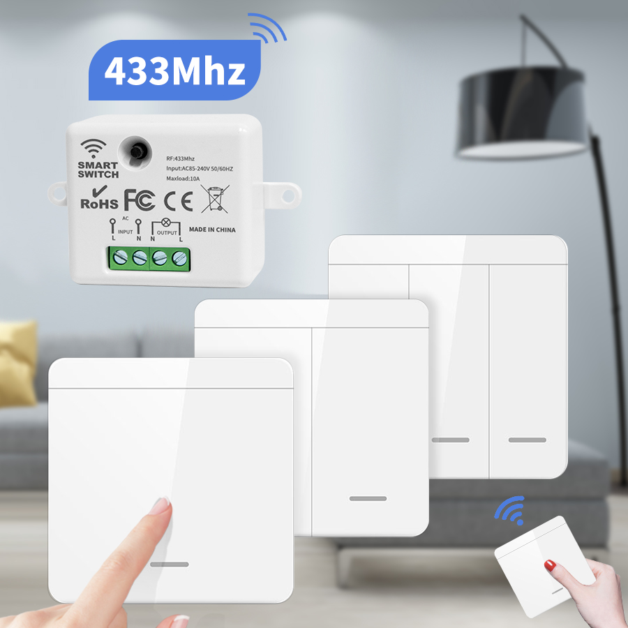Bezprzewodowy inteligentny przełącznik światła 433 MHz 1/2/3Gang 86 przełącznik panelu ściennego z zdalnym przełącznikiem 10A 110 V 220 V do lampy LED
