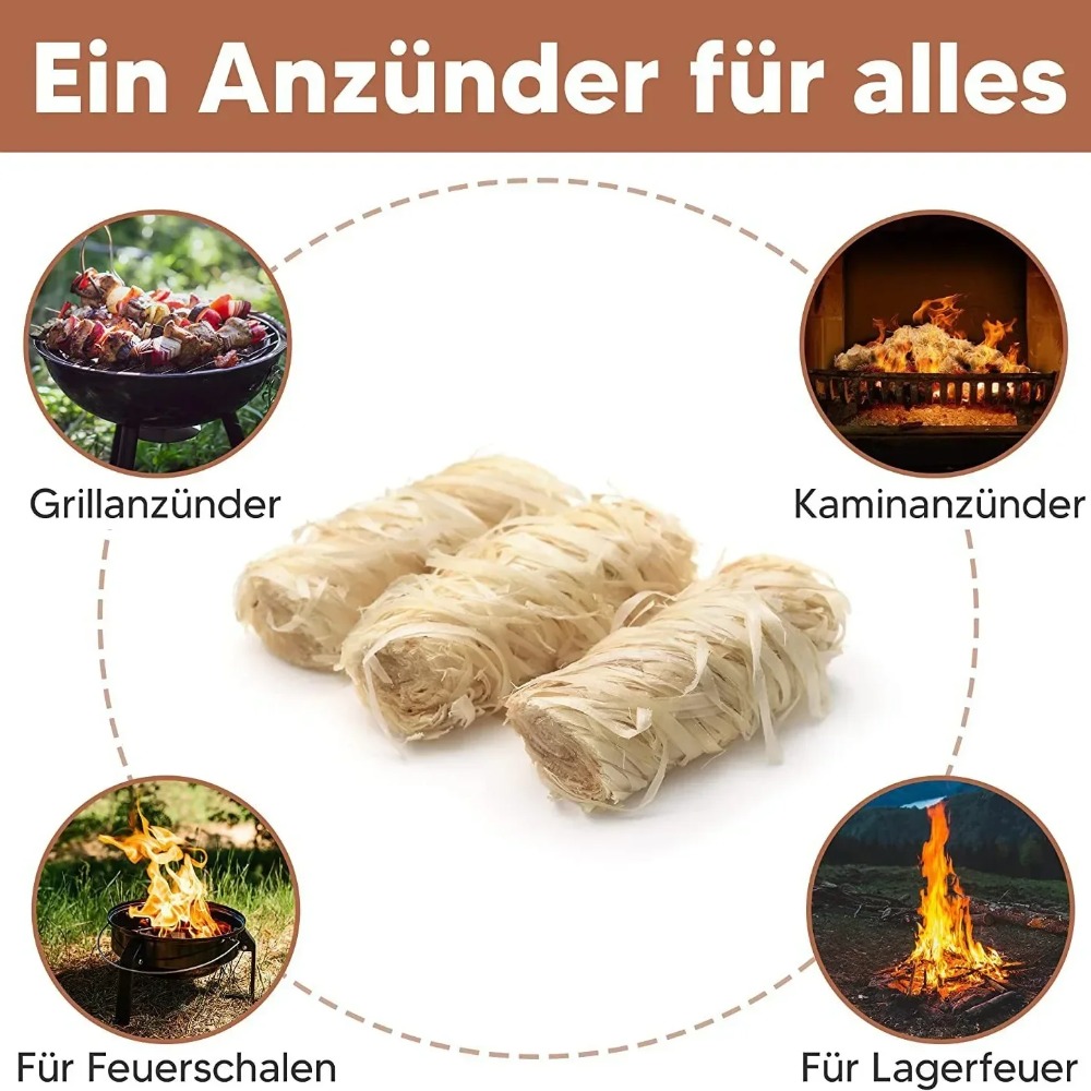 Natürliche Wachs-Holz-Feueranzünder 30/60/100 Stück für BBQ, Kamin, Ofen, Holzkohleanzünder, Outdoor-Camping