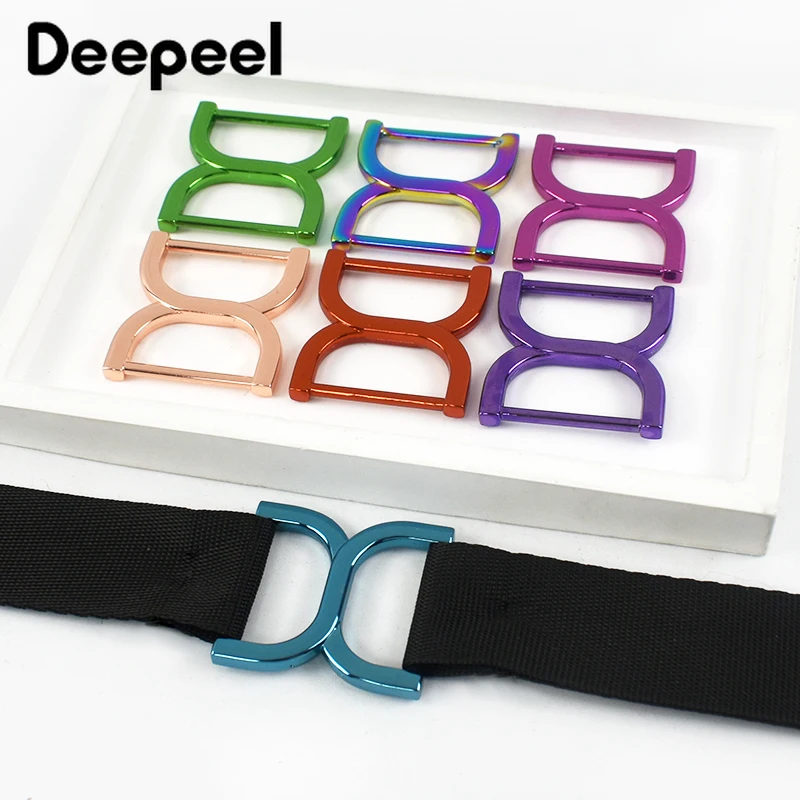 2/5 buah Deepeel 25mm gesper penyesuaian logam cincin D ganda tas gesper tali konektor sabuk gesper anyaman aksesori perangkat keras