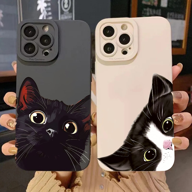Custodia per telefono in silicone modello simpatico gatto nero per Xiaomi Redmi Note 14 13 12 11 Pro Plus 5G 12S 11S Redmi 13C 14C 12 4G Cover morbida