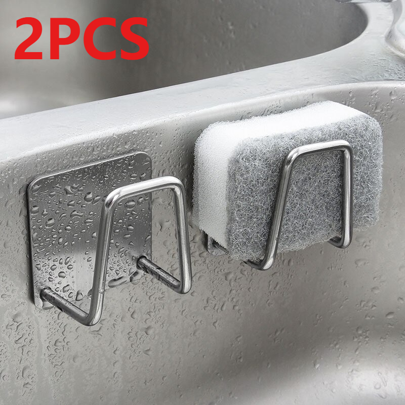 2/1pcs Stainless Steel Sink Sponge Rack For Sponge Steel Wire Ball Draining Paste The Inner Wall Of The Sink Kitchen Supplies