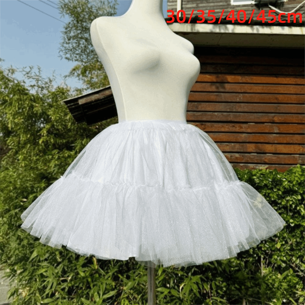 Sottogonna Lolita Senza Struttura 30/35/40/45cm in Morbida Rete, Crinolina Bianca con Vita Elastica, Gonna Tutu Voluminosa