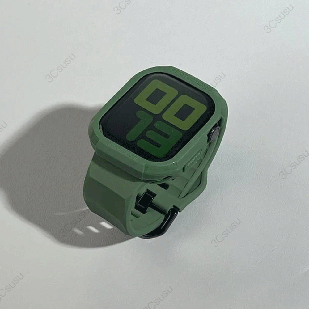 Funda de silicona + correa para Apple Watch 46mm 45mm 41mm 44mm 42mm 40mm 38mm para iWatch Series Ultra 3 11 10 SE 3 9 8 7 6 5 protectora