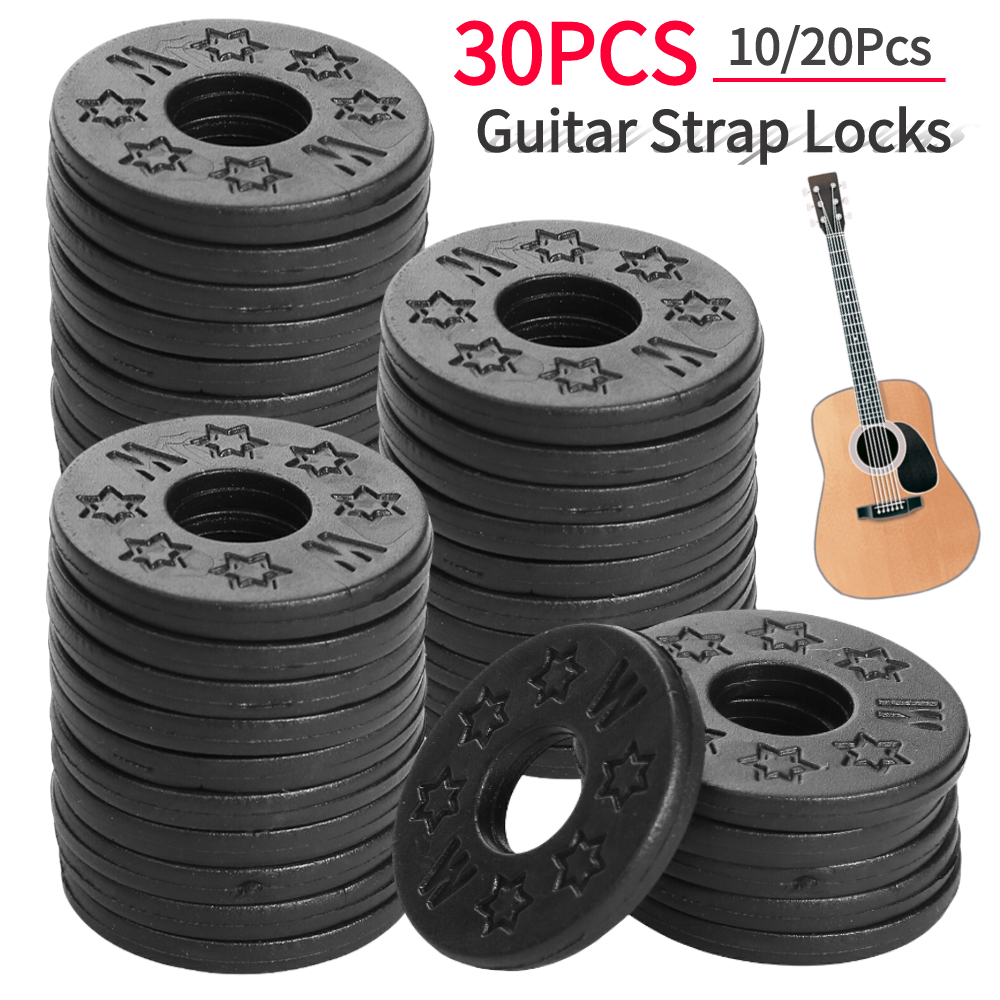 10/20/30 pçs cinta de guitarra fechaduras blocos protetor de bloqueio de segurança de borracha para baixo ukulele acústico clássico acessórios de guitarra elétrica