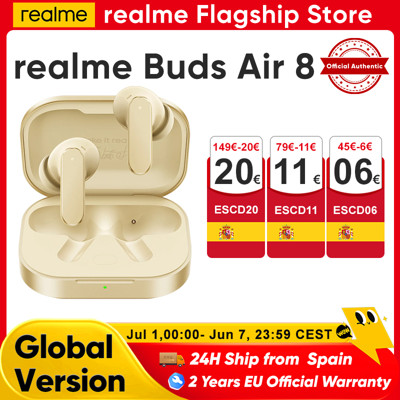 Realme Buds Air 8 Neue Bluetooth-Kopfhörer mit KI-Assistent, 55 dB und 58 Stunden Akkulaufzeit für Realme 16 Pro Plus, Realme GT und 8 Pro