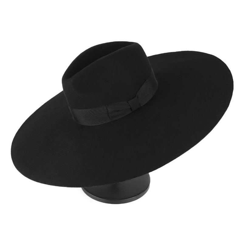LIHUA Merk Temperament Modellen Zwart Overdreven Grote 16 cm/6.3 "Breedgerande Hoed Toneelvoorstellingen Modellering Foto Walk Cap