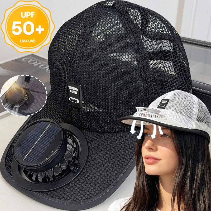 Op zonne-energie werkende pet met ventilator Zomer ademende mesh-zonbescherming Outdoor honkbalhoed voor heren USB oplaadbare koelende hoofddeksels