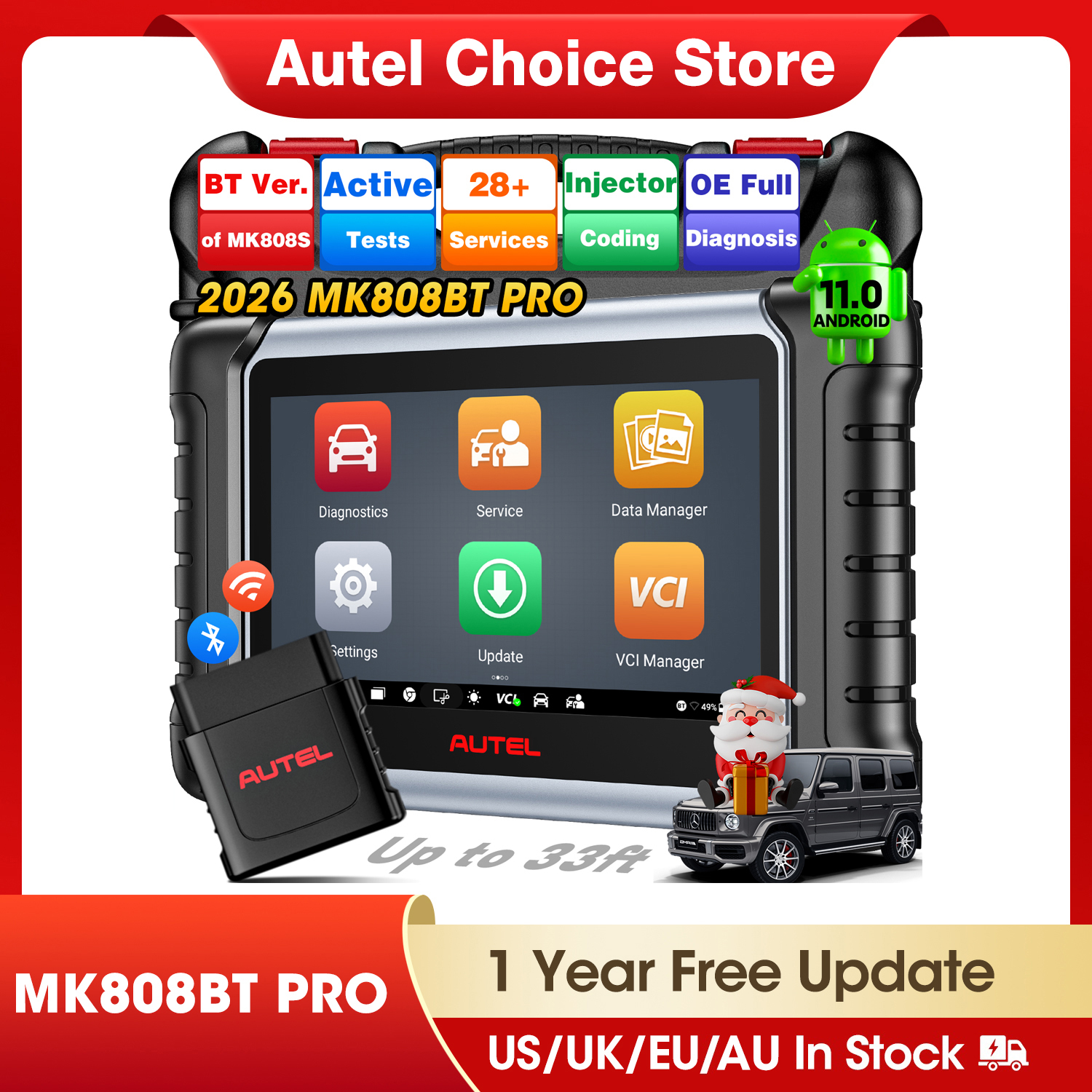 Autel MaxiCOM MK808BT PRO herramientas de diagnóstico automotriz Bluetooth OBD2 escáner lector de código herramienta de diagnóstico PK MK808KBT MK808S