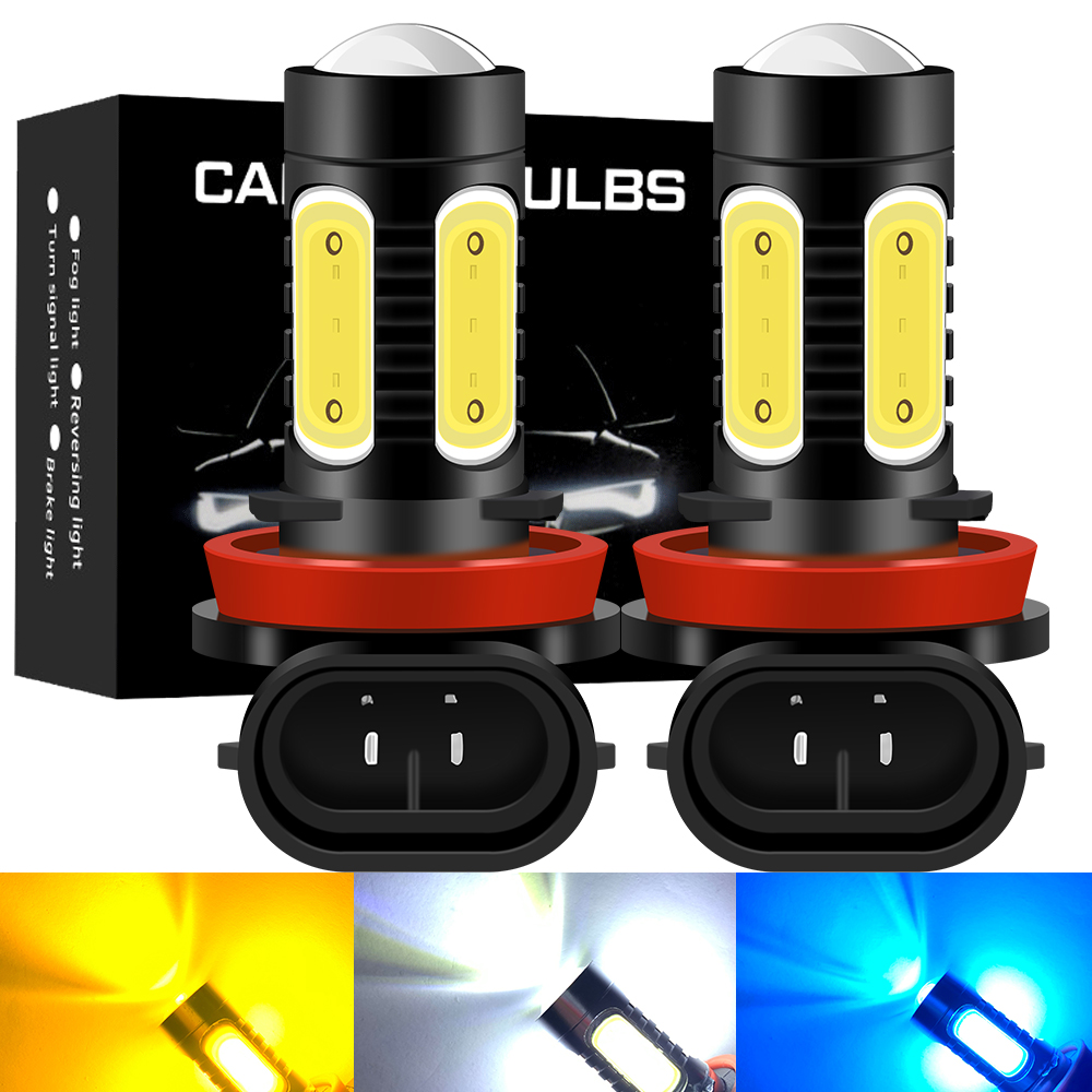 2pcs H11 H8 H9 LED หมอกโคมไฟสีเหลืองสีขาว 9006/HB4 9005/HB3 H27 881 รถยนต์หลอดไฟหมอกอัตโนมัติ 12V 6000K 3000K 8000K