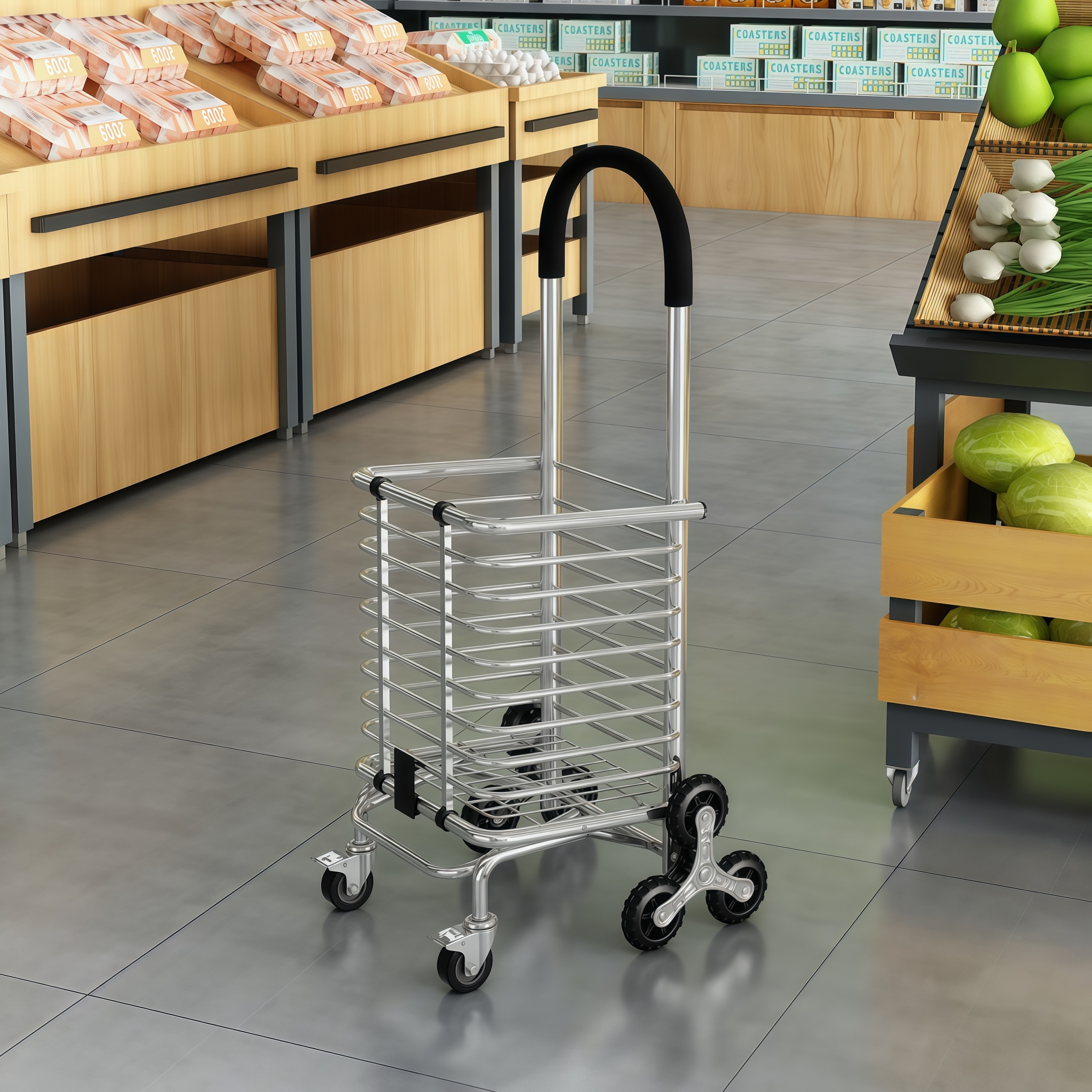 1 chariot de courses en tissu Oxford (seulement le sac, pas de chariot fourni) ou 1 chariot de courses en alliage d'aluminium - Léger et portable, haute capacité de charge, pliable, adapté aux courses et aux escaliers, chariot en matériau durable, remorqu
