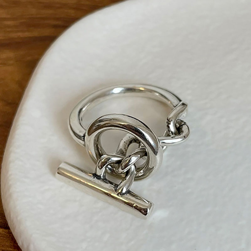 Anillos de compromiso con hebilla de Plata de Ley 925 Vintage para mujeres y parejas, nueva moda, regalo de joyas de fiesta hecho a mano geométrico creativo