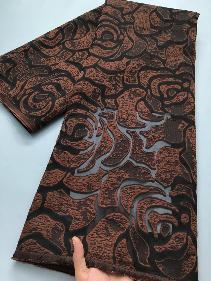 Tecido de renda jacquard brocado renda dourada africana de alta qualidade tecido de renda damasco luxo para mulheres vestidos de festa costurar, 2,5 jardas4224
