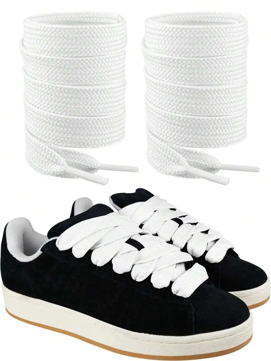 Einfarbige Flache Schnürsenkel, 20MM Dicke Robuste Schnüre, Universeller Ersatz für Campus 00s Basketballschuhe & Alltags-Sneaker