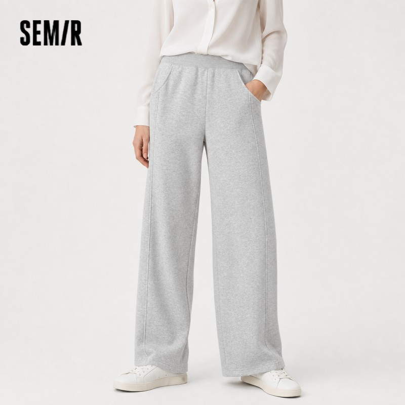 Semir Hosen Damen Thermische Antibakterielle Hosen 2024 Winter Neue Elegante Polar Fleece Einfarbige Weite Hosen