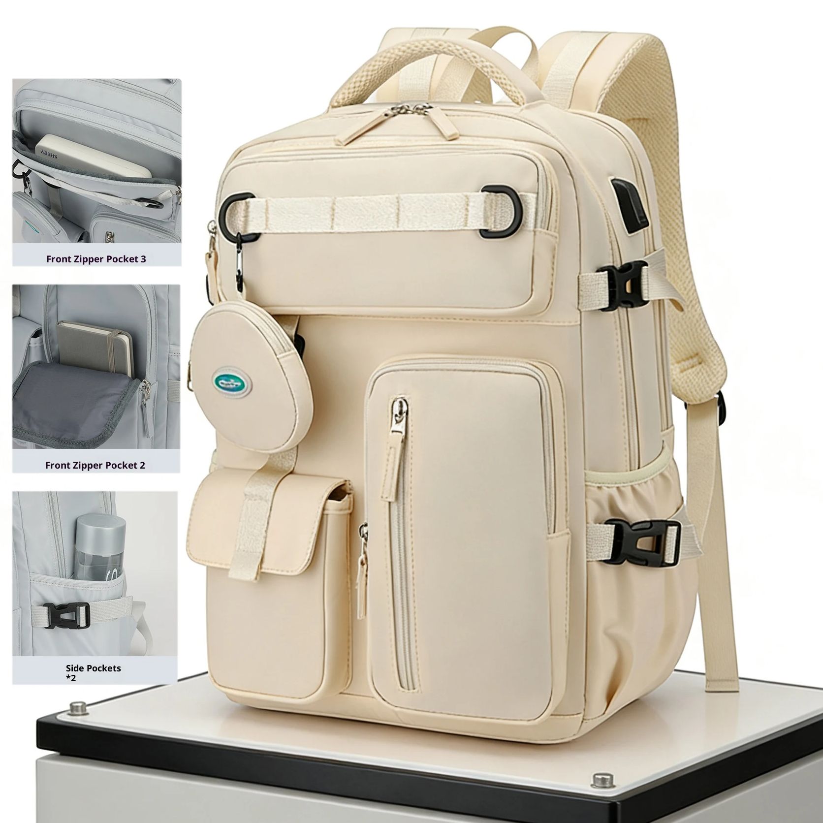Mochila impermeable con múltiples bolsillos, adecuada para viajes al aire libre, mochila para portátil de 15,6 pulgadas