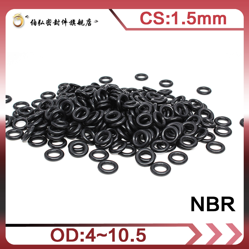 50 buah/lot karet nitril o-ring hitam NBR Sealing cs1,5 mm OD4/4.5/5/5.5/6/6.5/7/7.5/8/8.5/9/9.5/10/10.5 paking segel o-ring-.-