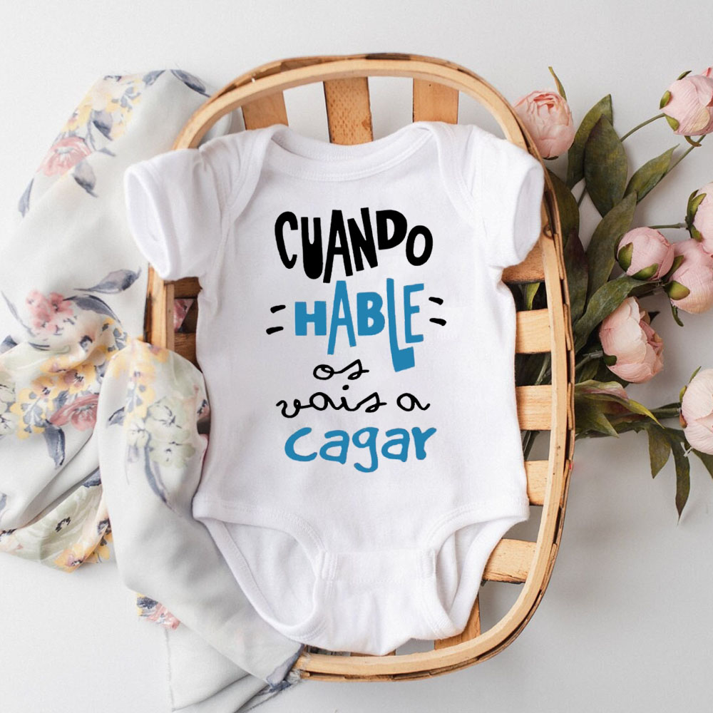 Quando eu te fala bagunça o presente impressão macacão de bebê infantil bosysuit bebê bonito panos newbron manga curta bodysuits presente da criança