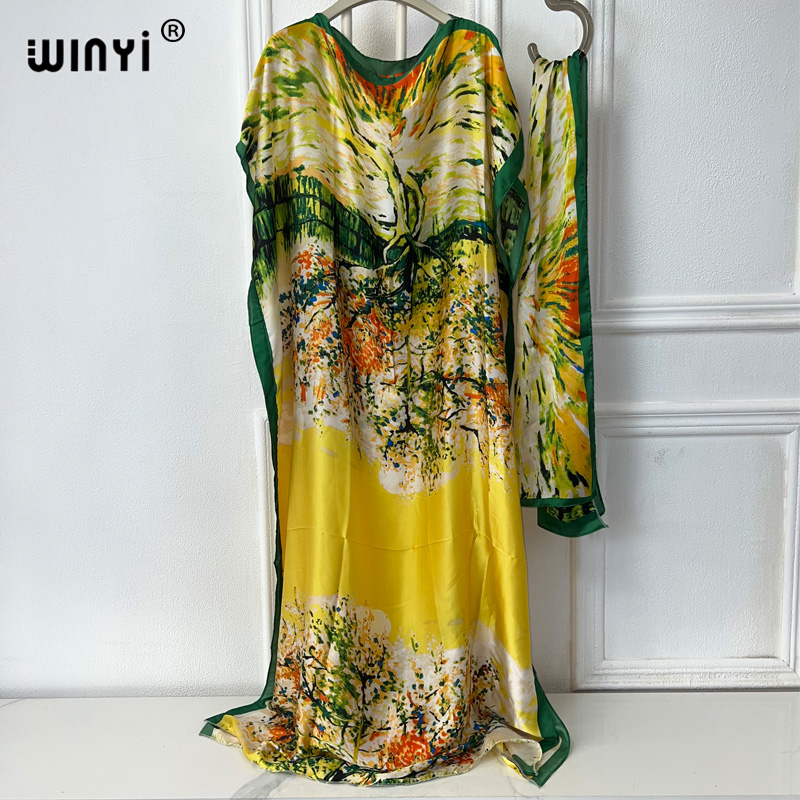WINYI vestido tradicional africano musulmán para mujer, abaya dubai, caftán de lujo, vestido de noche elegante, Maxi largo, fundas de playa