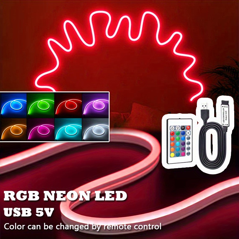 USB Neon LED Streifen Flexibles Farbwechsel-Licht 5V SMD 3535 Neon-Seilbeleuchtung USB Zuschneidbare Neon-Seilbeleuchtung für Schlafzimmer