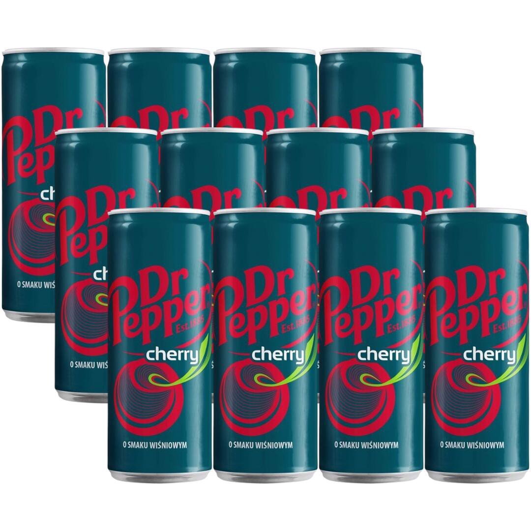 Dr Pepper Napój gazowany o smaku wiśniowym 330 ml x 12 sztuk