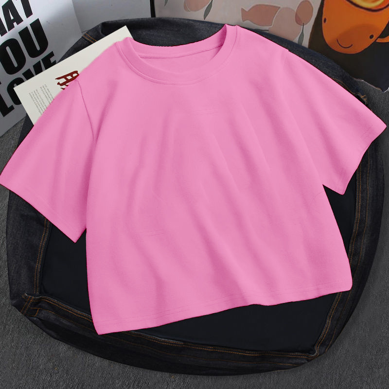 Sommer Kurzarm O-Ausschnitt Ihr EIGENES Design Logo/Bild rosa abgeschnittener Nabel Damen Crop Tops Mode T-Shirt