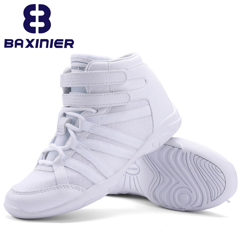 Белые высокие кроссовки BAXINIER для девочек, обувь для чарлидинга, легкие Молодежные кроссовки для соревнований с удовольствием, обувь для тренировок, танцев, тенниса