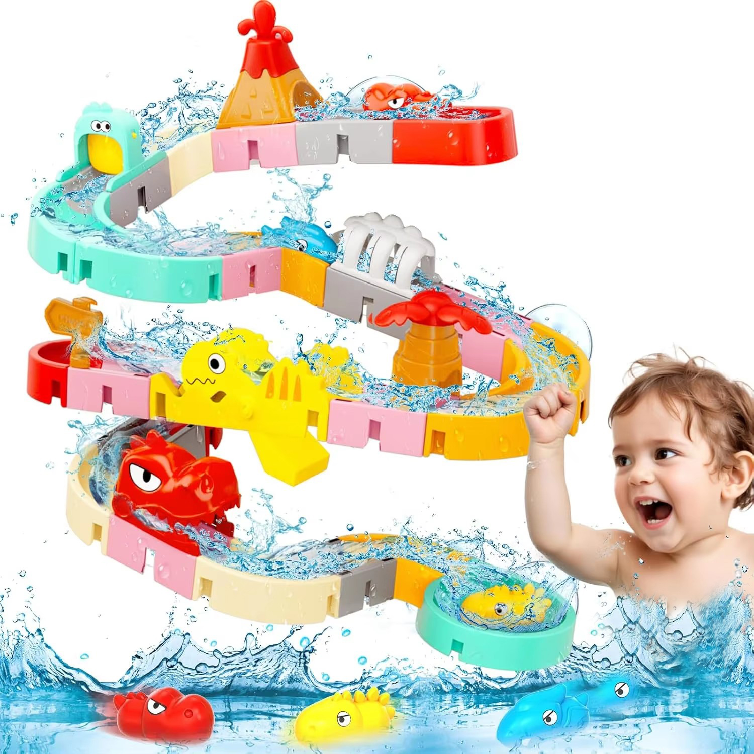 DIY construcción de vías deslizantes de agua, juguetes de baño para bebé, juego de construcción de pista de pared, juguetes de agua pulverizada para niños, juguetes para bañera de piscina exterior