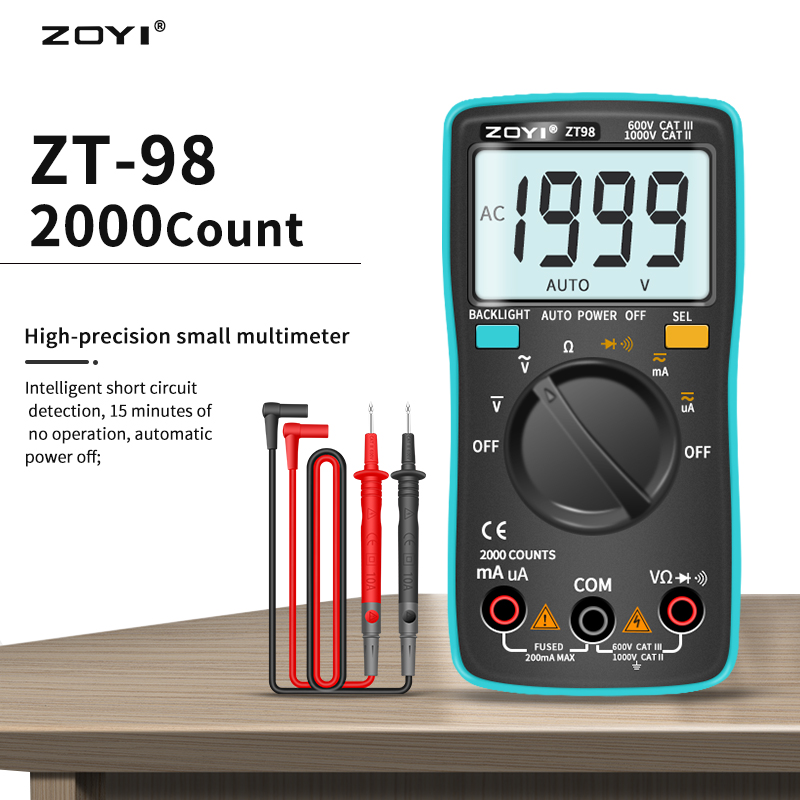 Multimètre numérique ZOYI, ampèremètre, voltmètre, résistance, fréquence, rétroéclairage, mesure de la tension, diode, fréquence, ZT98, ZT100, ZT101, ZT102