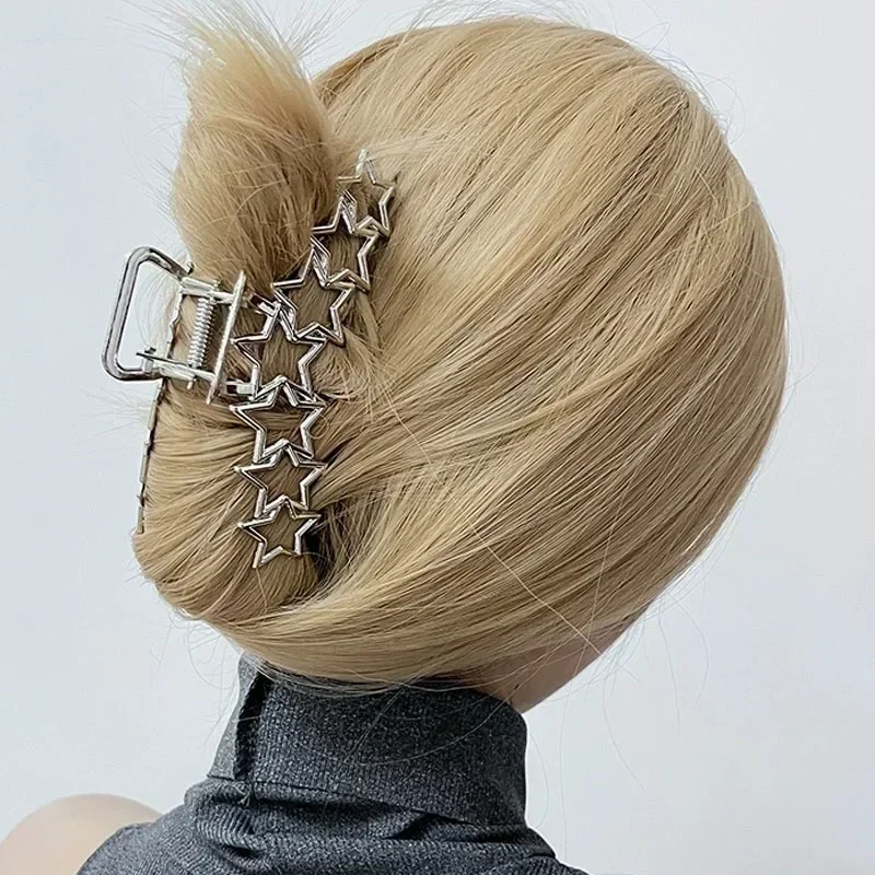 Pinces à cheveux en forme d'étoile creuse en argent Y2K, pentagramme doux, cœur Cool pour filles, pince à cheveux tendance pour femmes, accessoires esthétiques pour cheveux