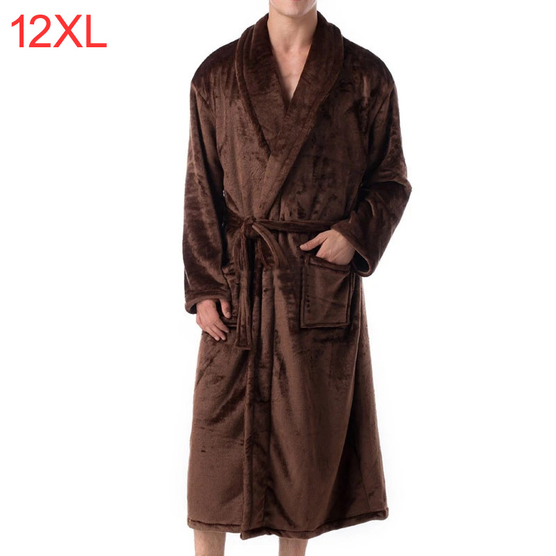 Autumn Winter Men Bathrobe 12XL 8XL 10XL 4XL Bust 150cm Warm Plus Size Sleepwear Pajama