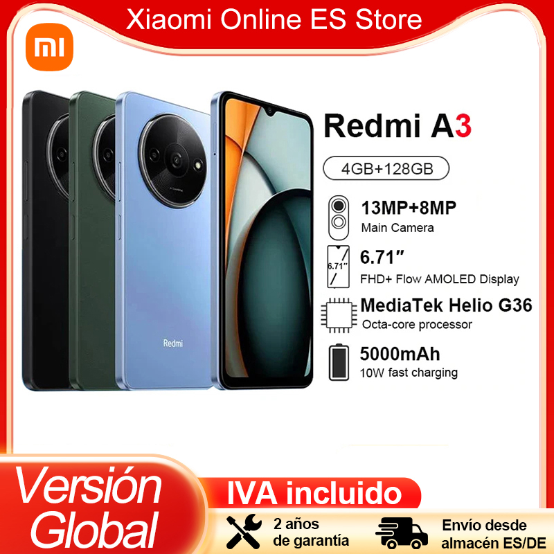 Versión Global Xiaomi Redmi A3 4GB 128GB Smartphone 6,71 "90Hz pantalla lateral huella digital 5000mAh carga rápida 1920x1080 grabación