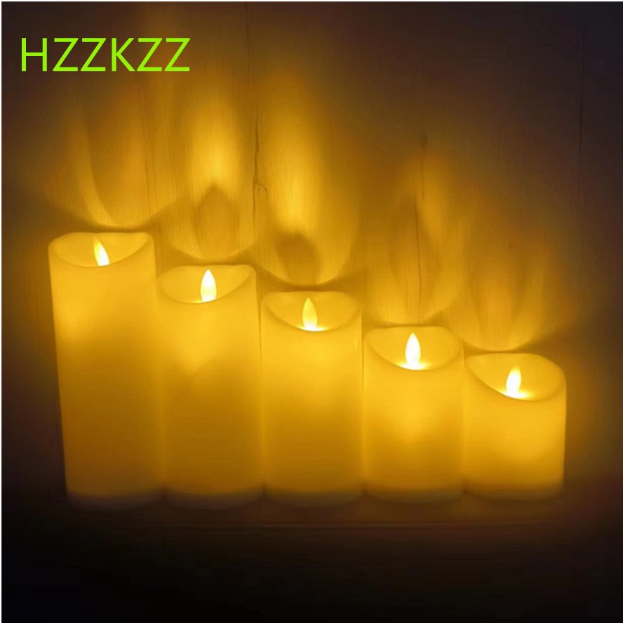 HZZKZZ-lámpara de vela eléctrica LED oscilante, velas sin llama, velas alimentadas por batería para decoración de boda, suministros para fiesta de cumpleaños